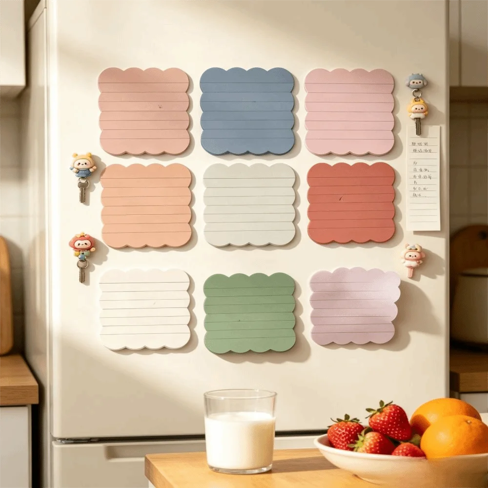 240 Sheets Self-adhesive Self Sticky Notes Vintage Colors Blank Note Pads Wavy Note Pads Adhesive Backing Wavy Edge