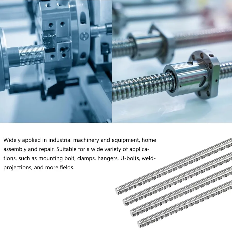 2 قطعة M101.5 x 400 مللي متر طول قضيب ملولب بالكامل 304 الفولاذ المقاوم للصدأ اليد اليمنى الخيوط قضبان قضيب رصع بالكامل ل مرساة Bo