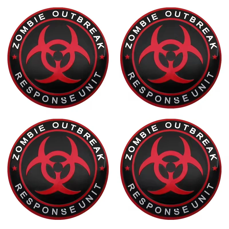 4PCS 56MM 60MM Zombie Outbreak Emblem Wheel Center Hub Cap Car Rims Dust-proof Cover Hubcaps Sticker Auto Styling Accessories