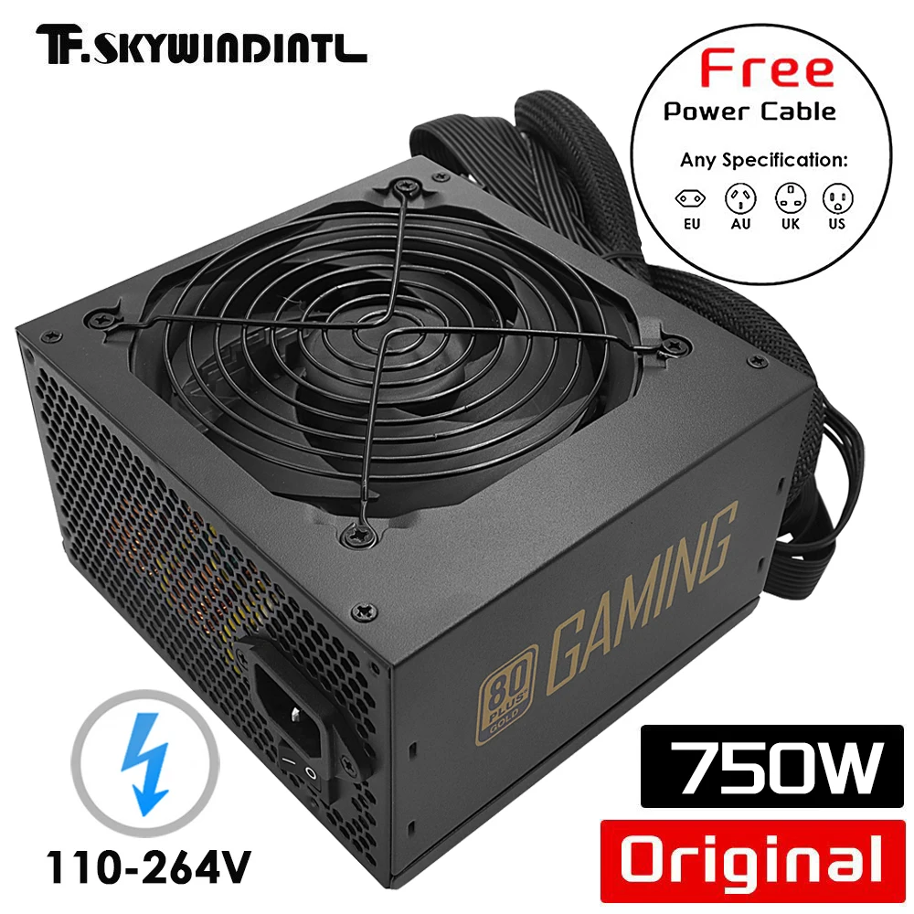 

Black 750w Gaming Power Supply 80 plus micro atx Gamer power supplies 750 watt Switch PSU