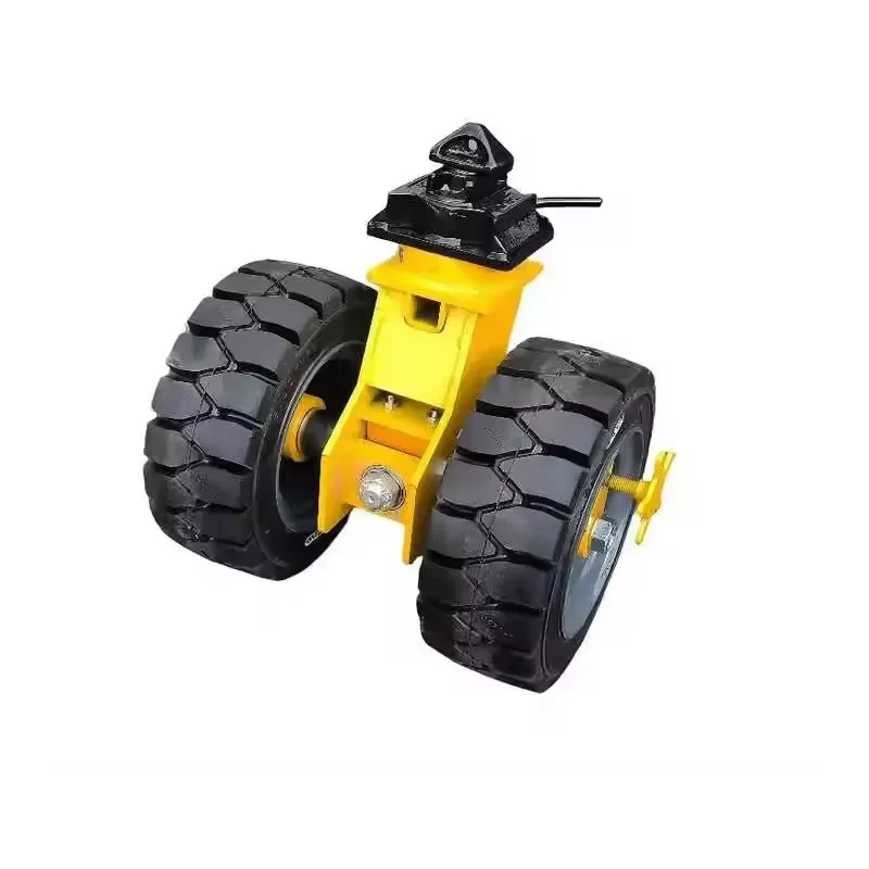 One Set 4 PCS Solid Rubber Container Caster Lockable Transporting Dual Wheels 6.4T- 10T Capacity