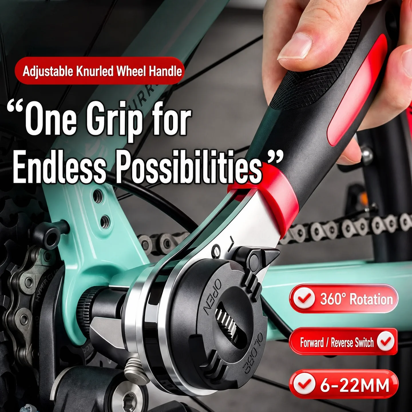 3 In 1 Adjustable Ratchet Wrench 6-22mm Universal Multi Function 60 Tooth Cr-Mo Steel Auto Motorcycle Repair Hand Tool