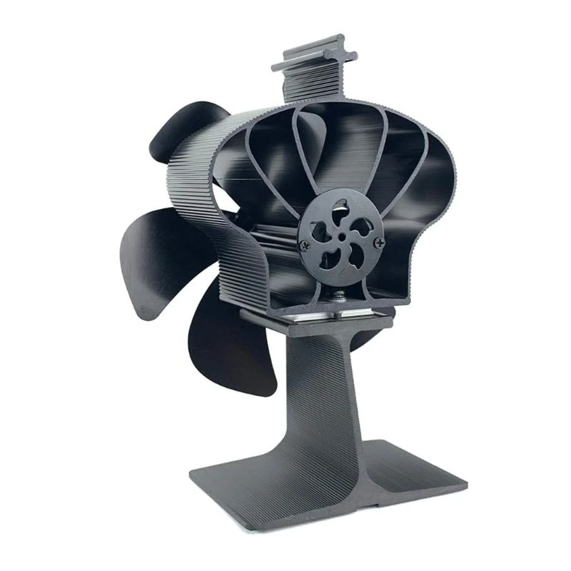 F68D 6-blade Fireplace Fan Aluminum Alloy Stove Fireplace Fan Replacement Saving Fireplace Accessories Low Consumption