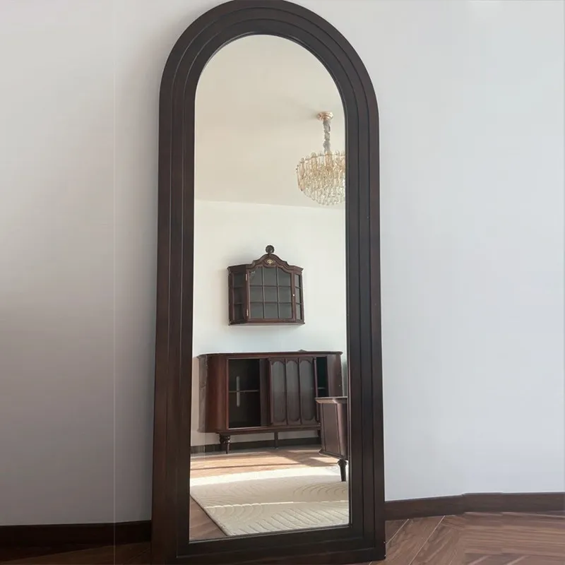 Wooden Frame Mirror Floor Wall Vintage Full Body Living Room Bedroom Custom Mirror Big Barber Espelhos Living Room Decorations