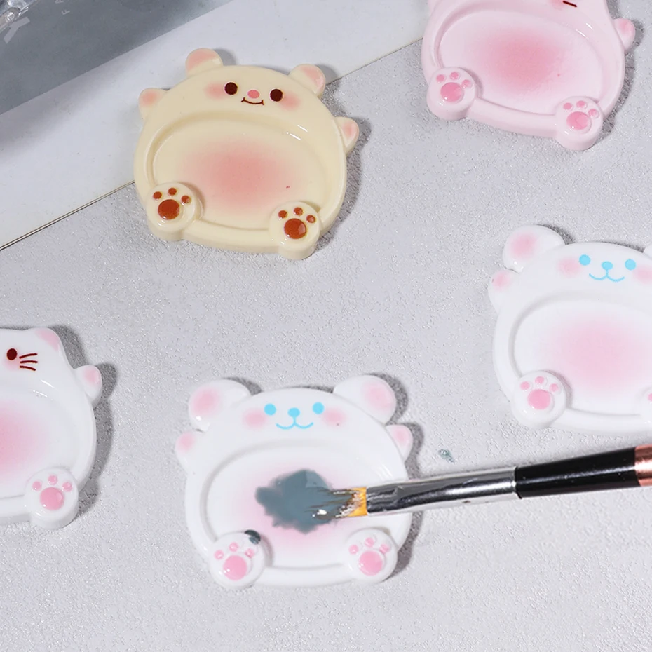 2 teile/satz Cartoon Bär Nail art Palette Falsche Nagel Tipps Mischen Farbe Zeichnung Palette Gel Polnischen Display Board Regal Maniküre Werkzeuge