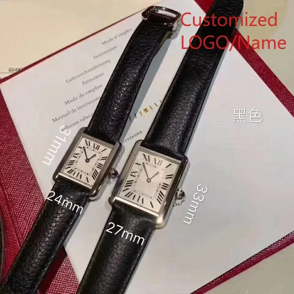 

A11 Store Customized Watch Mens Womens Quartz Movement Watches for Tanks Relogio Masculino Black Leather Female Ladies