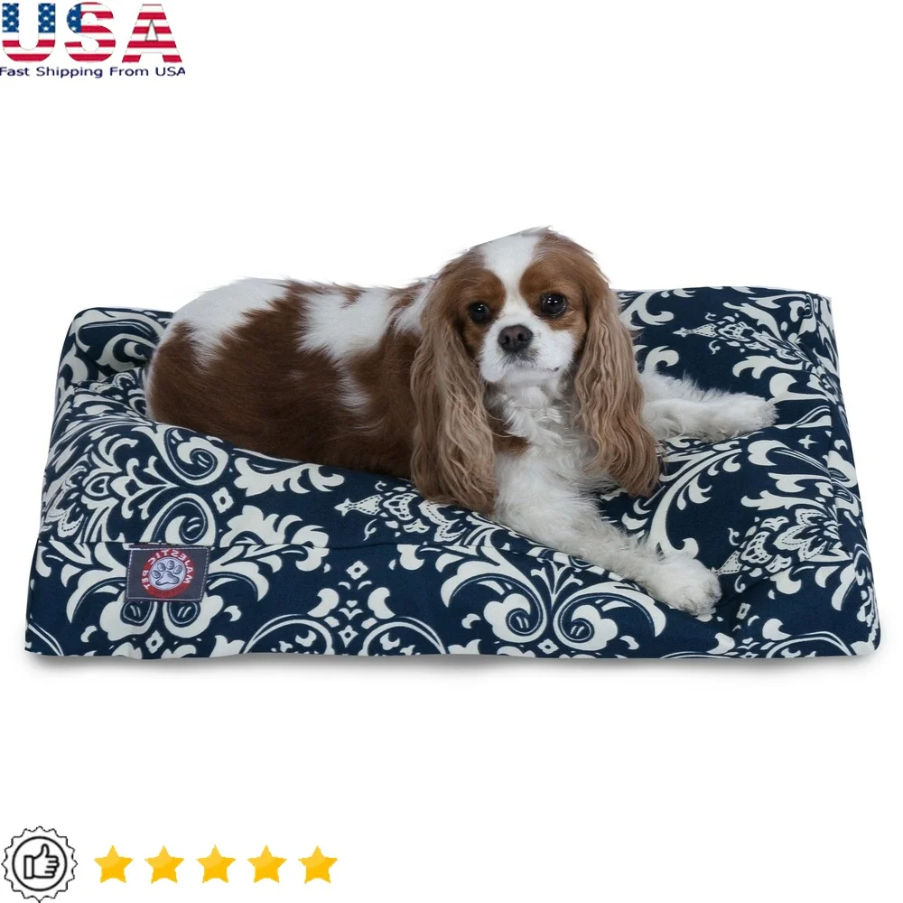 Hundebett aus geschreddertem Memory-Schaum, rechteckig, abnehmbar, waschbar, wasserabweisend, Denier-Basis, bequemes Haustierbett für alle Altersgruppen