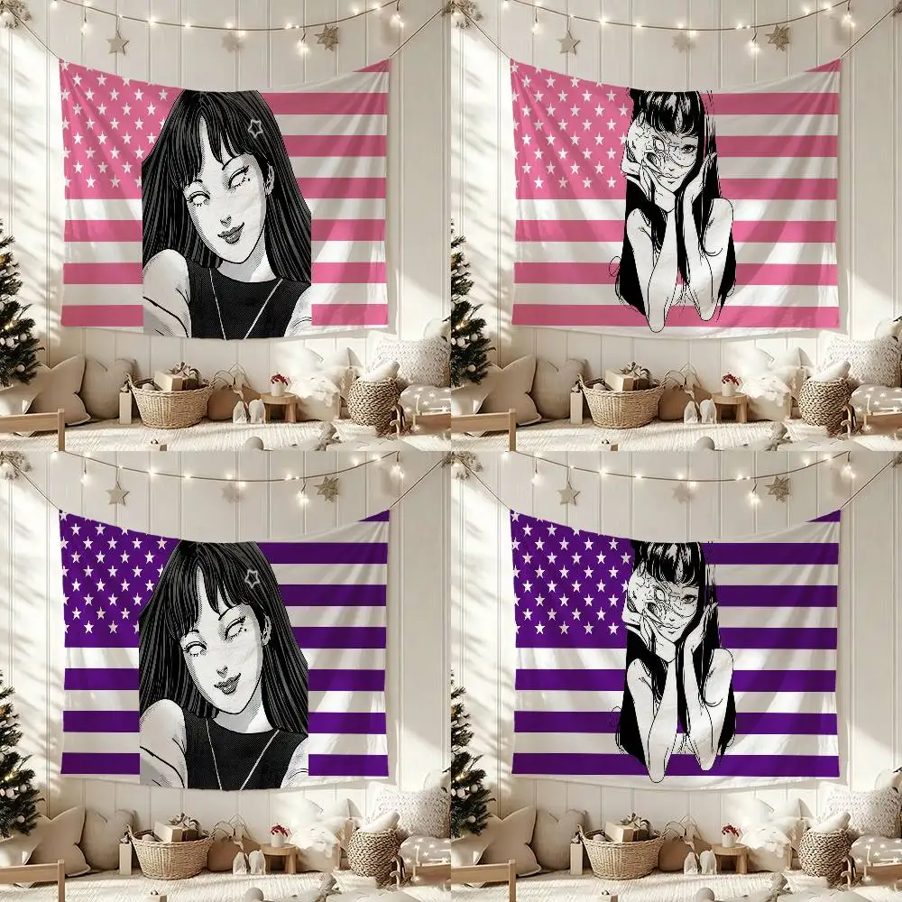 Japan Manga Junji Ito Tomie Flag Outdoor Decorations for Bedrooms Home Decor Items Decoration