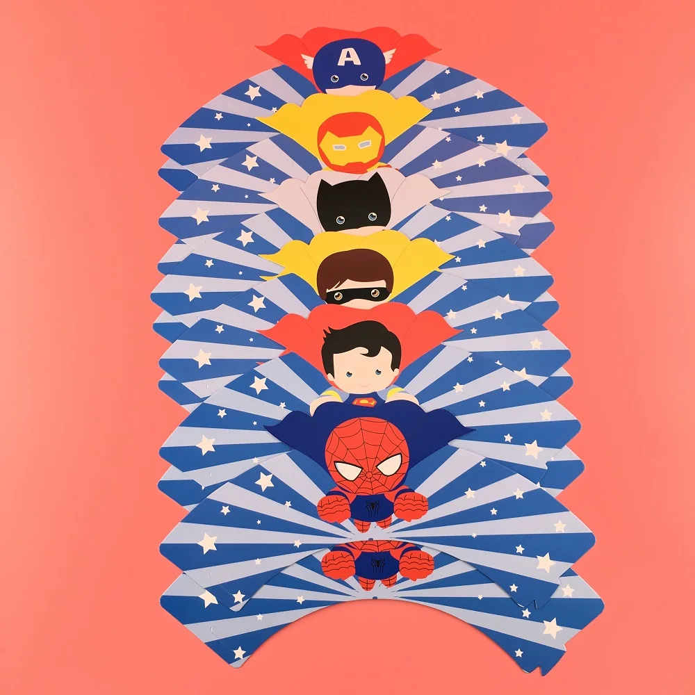 Marvel Party Superhero Birthday Supplies Avengers Spiderman Cake Topper Decor Iron Man Kids Baby Shower Cupcake Wrapper Toppers