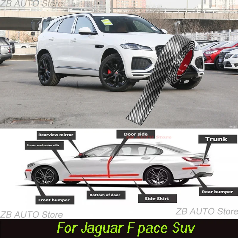 

For Jaguar F Pace Suv Strong adhesive bumper strip, front and rear lip side skirts, collision and scratch resistant, suitable