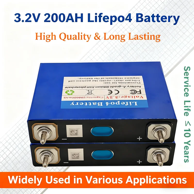 New3.2V 100% Capacity 200AH LiFePO4 Battery Rechargeable Cells for Solar Energy DIY Lithium Battery Pack Home Power 12V in Stock