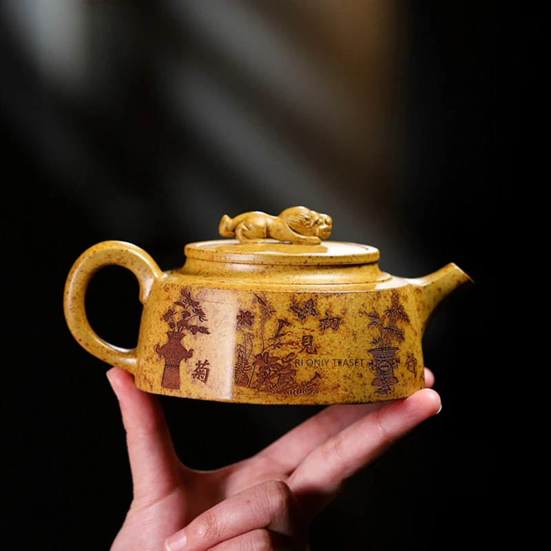 250ml Chinese Yixing Purple Clay Teapot Famous Handmade Lotus Octagonal Shape Tea Pot Zisha Kettle Teaware Tea Ceremony Gifts