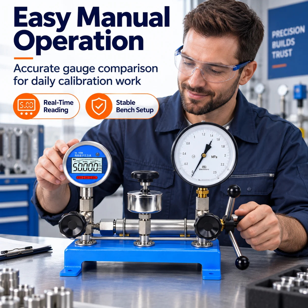 AOLIVIYA 0.25-0.4 Level Pressure Gauge Calibrator Pressure Switch Verification Device Laboratory Hydraulic Detector