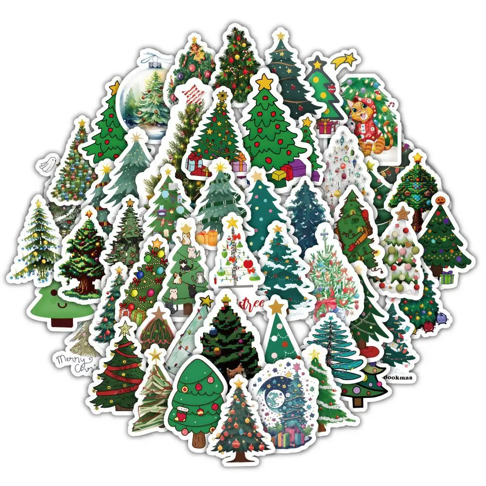 

60Pcs/Set Christmas Tree Pine Cypress Graffiti Stickers Wall Luggage Notebook DIY Decoration Fesival Waterproof Sticker