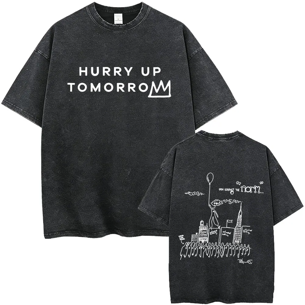 

Washed Vintage Rapper The Weeknd T-shirt Hurry Up Tomorrow 2026 T Shirt Men Women Hip Hop Fashion Pop Music T-shirts Streetwear