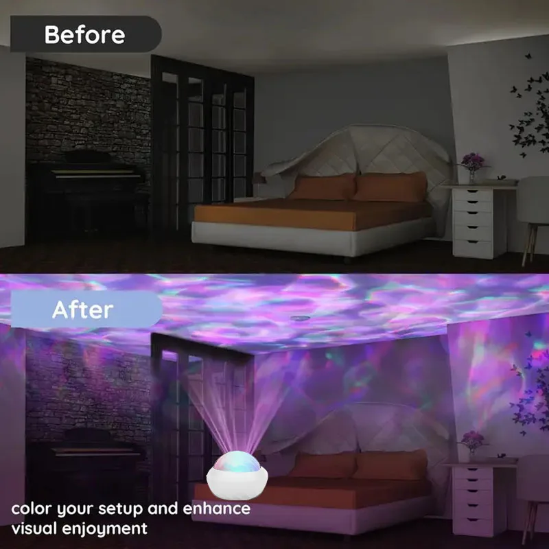 جهاز عرض ضوئي شمالي RGB أضواء ليلية للتحكم عن بعد USB مصباح عرض أورورا 360 °   تدوير لديكور المنزل والحفلات