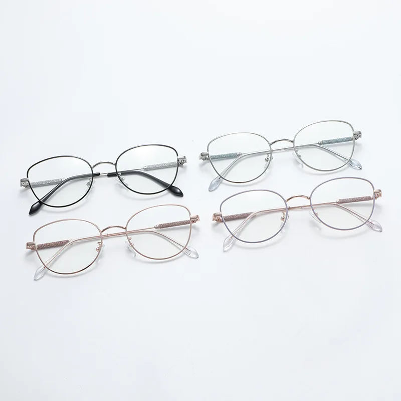 Light-sensitive Color-changing Anti-blue Glasses Frame Cat Eye Glossy Pink Street Photography Myopia Glasses 050