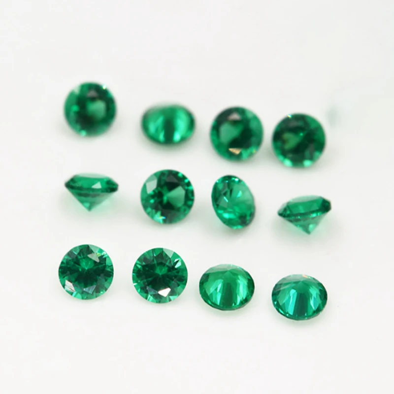 Pretty Emerald Stone Created Gem Brilliant Round Cut VVS Loose Gemstone For Jewelry Making DIY Accessories