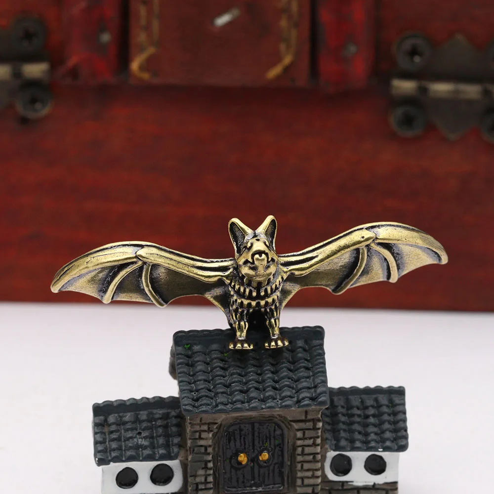 Brass Flying Bat Figurines Miniatures Desktop Ornaments Vintage Handicraft Home Decorations Crafts Micro Landscape Accessories