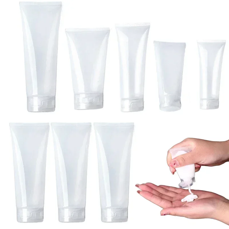 100Pcs Mini 15ml-100ml Puste plastikowe miękkie tubki kosmetyczne Butelki Krem do rąk Balsam Podróżne pojemniki na próbki makijażu z klapką