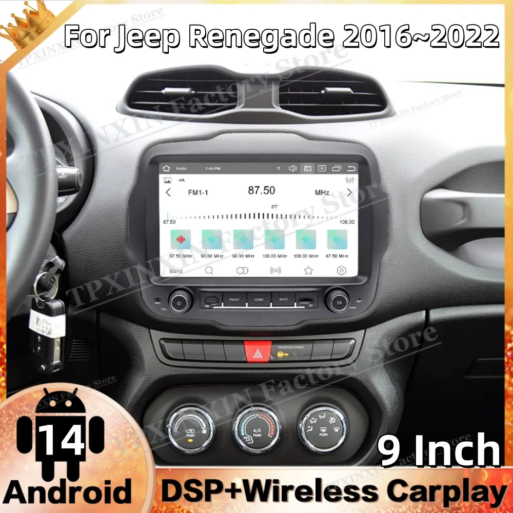 Multimedia Android 14 Car Radio For Jeep Renegade 2016~2022 GPS Navigation Smart HD Screen Mirror Link Stereo Receiver Head Unit