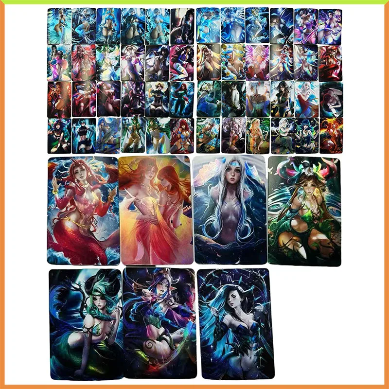 Anime Goddess Story DIY ACG Tabletop Game Laser Cards Ahri Jinx Luxanna Akali Toys for boys Collectible Cards Birthday Present