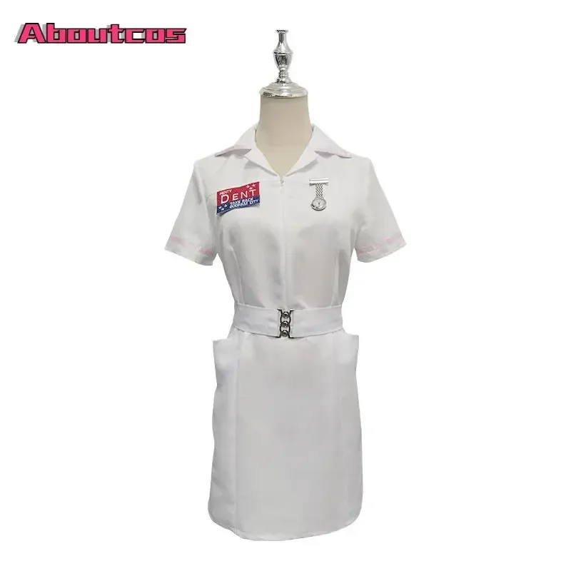 Aboutcos película de miedo disfraces de Halloween para hombre adulto payaso disfraz de enfermera uniforme Joker vestido blanco