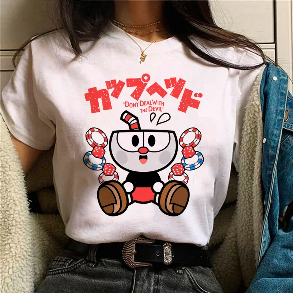 Cuphead t shirt women graphic streetwear designer top female comic graphic designer clothes