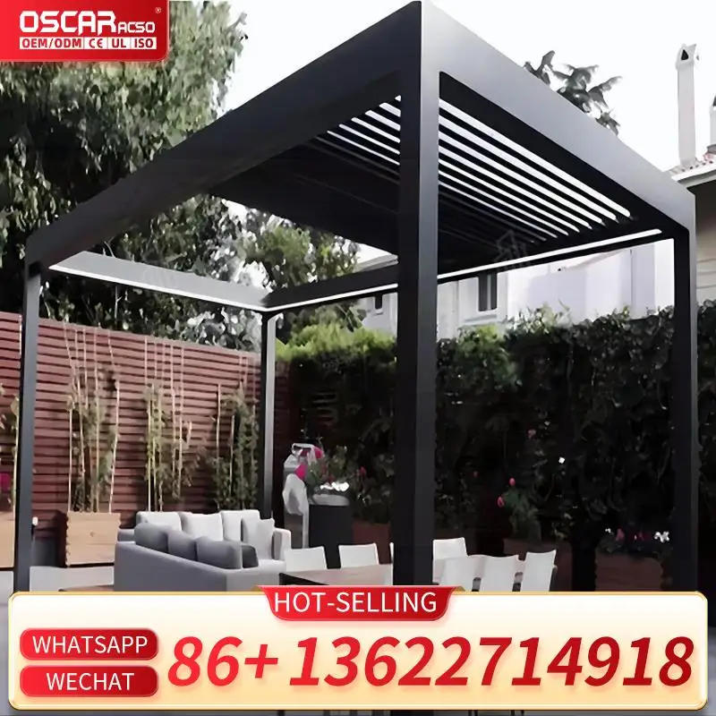 

Motorized Waterproof Terrace Gazebo with Remote Control for Outdoor Patio Backyard Garden Pergola