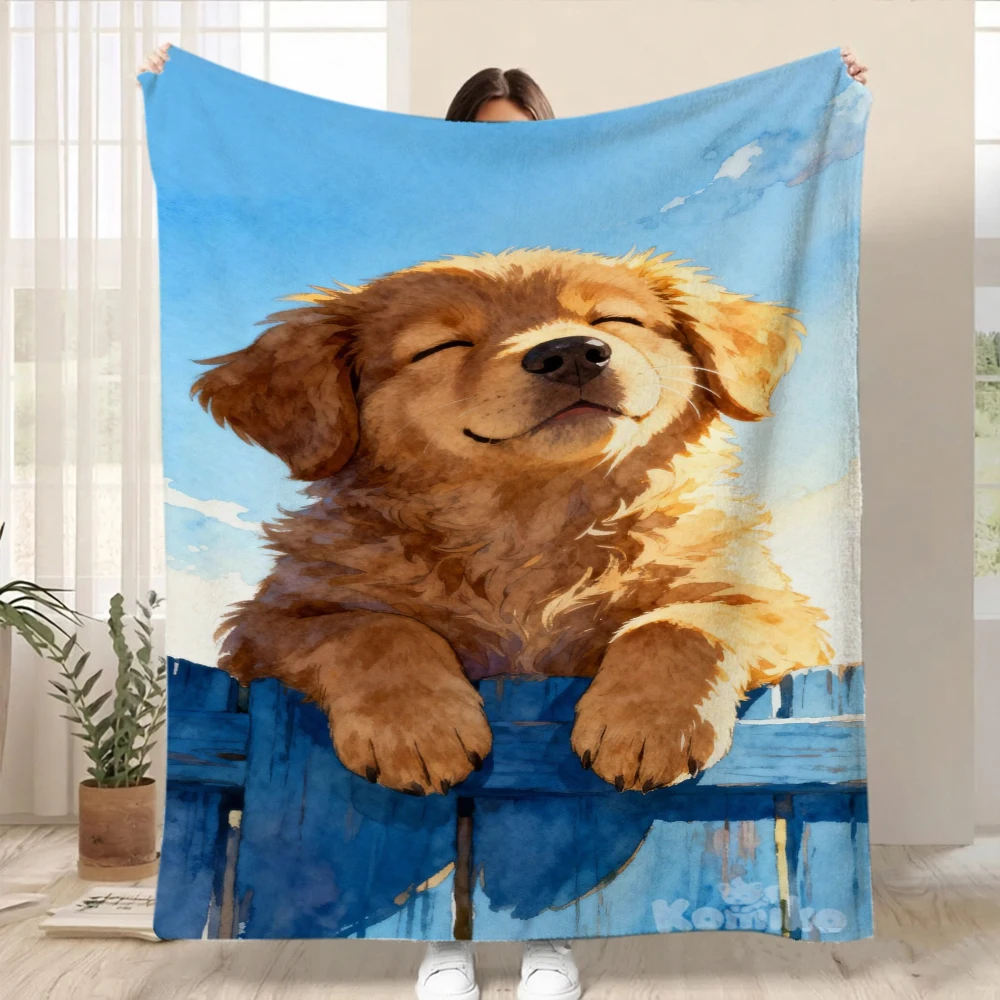 Celestial Moon Sun Mystic Blue Cat Blanket Star Magic Watercolor Print Soft Warm Cozy Sofa Bed Home Blanket