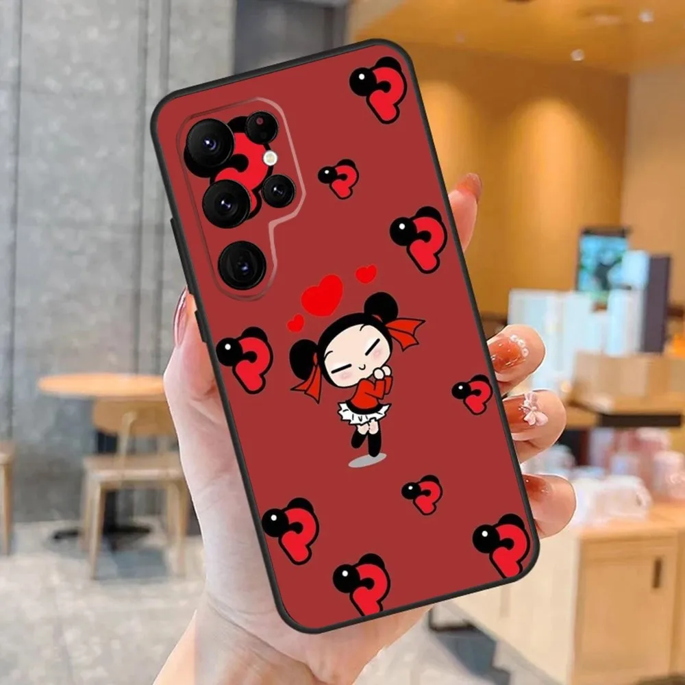 Cartoon P-Pucca Phone Case For SamsungS23,S22,S21,S20 Ultra Pro S10,S30Plus,S9,20lite Ultra Black Cover