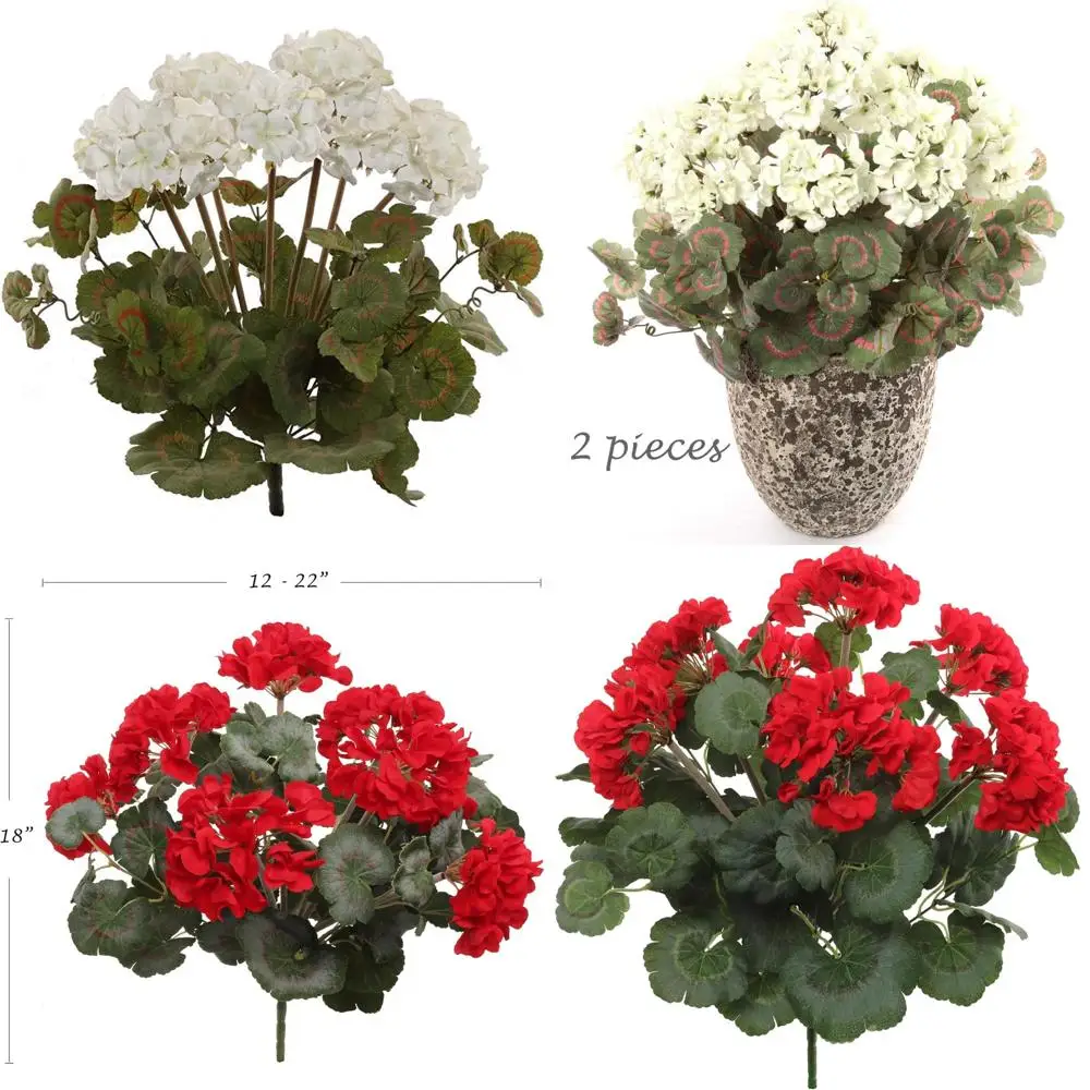 

Куст из искусственной герани Larksilk White | 18, устойчивые к ультрафиолетовому излучению и воде цветы из искусственного шелка для уличного/внутреннего декора, цветочная композиция