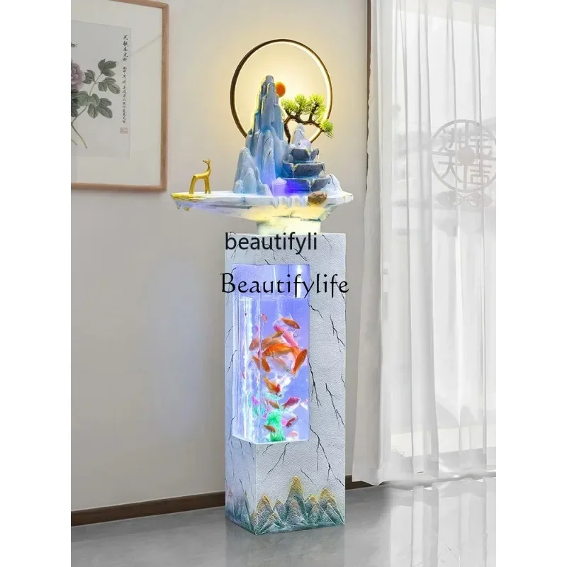 FG11Simple and Light Luxury Fish Tank Recycling Wealth Decoration Home Living Room Office Floor-Standing Decorations