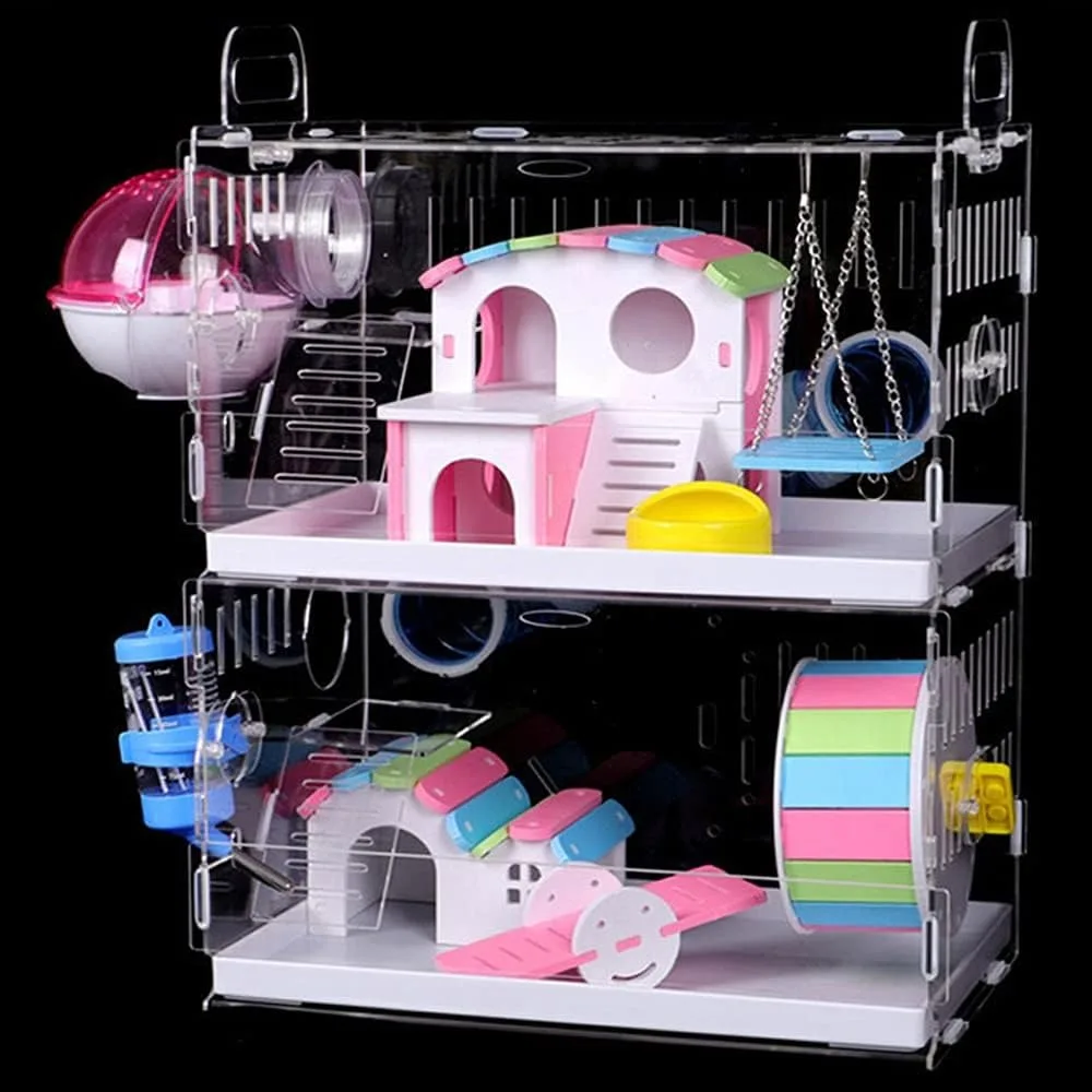 

Hamster Cages with Crossover Tubes Tunnels, Large Hamster Cage Habitats Gerbil House, Transparent Acrylic Small Animal C