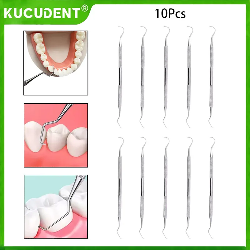 

10PCS Dental Teeth Clean Hygiene Explorer Stainless Steel Double Head Probe Hook Pick Dentistry Teeth Whitening Tools