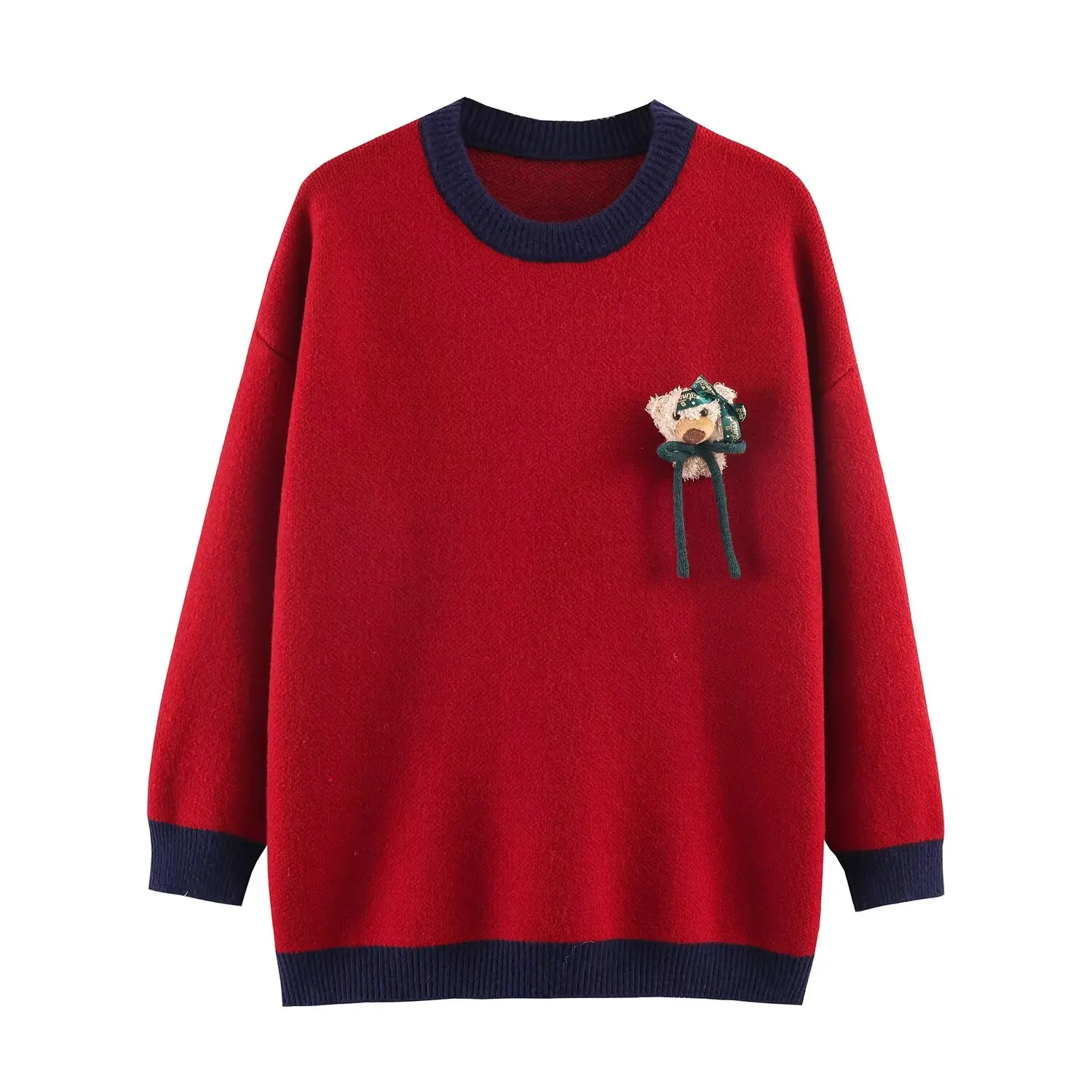 

Женский вязаный свитер WMXZ Cisas, свободного кроя, с круглым вырезом, в стиле «нью-колор», осенне-зимний...