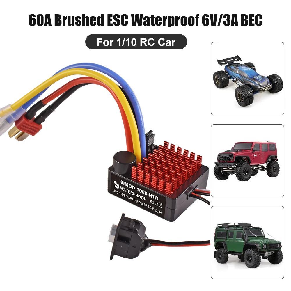 9IMOD 1060 RTR 60A ESC Brushed Electronic Speed Controller 2-3S Waterproof for 1/10