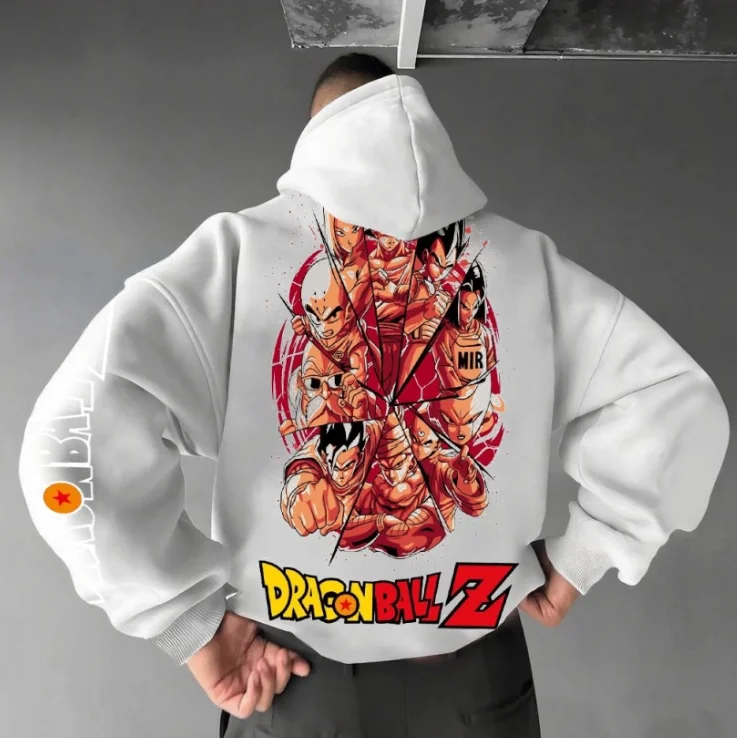 

Dragon Ball z Men's Spring and Autumn Hoodie Dragon Ball z Character Printing Pattern White Text Printing Anime Fans Daily Wear