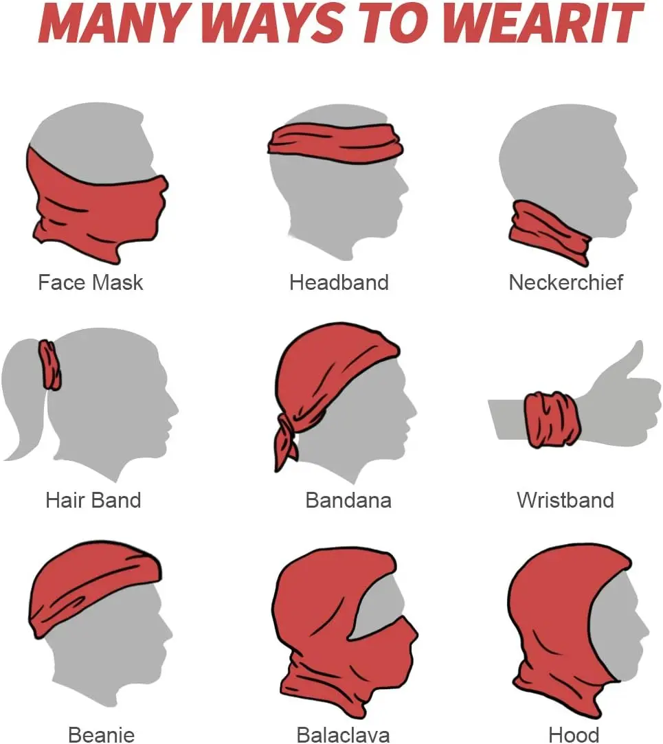 Penutup Kepala Multifungsi Balaclava Syal Bandana Penutup Kepala Pelindung Debu dan Matahari untuk Olahraga Luar Ruangan, Berkendara Motor, Bersepeda