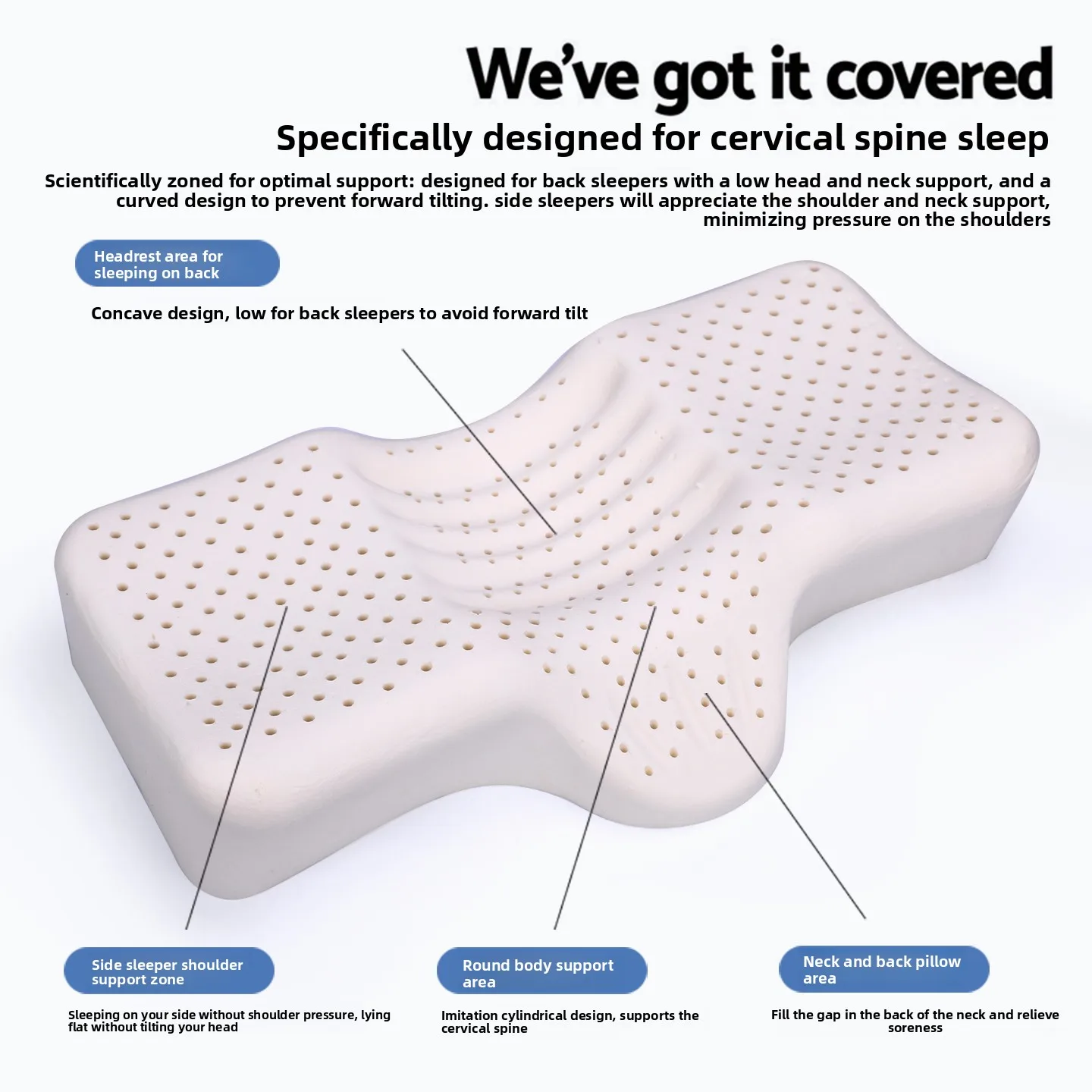 Latex pillow Cervical spine pillow Special sleep for cervical spine repair High and low Natural rubber pillow core