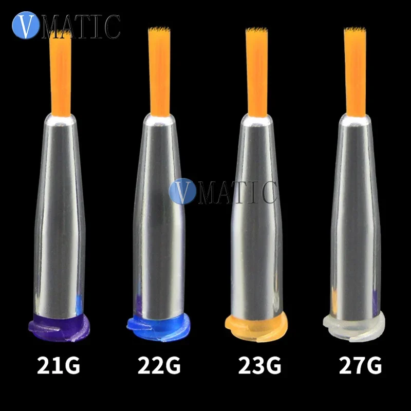 Free Shipping 10pcs 14-27G Yellow Hard Round Type Fluid Glue Dispense Needle Brush Dia 2 to 8 mm