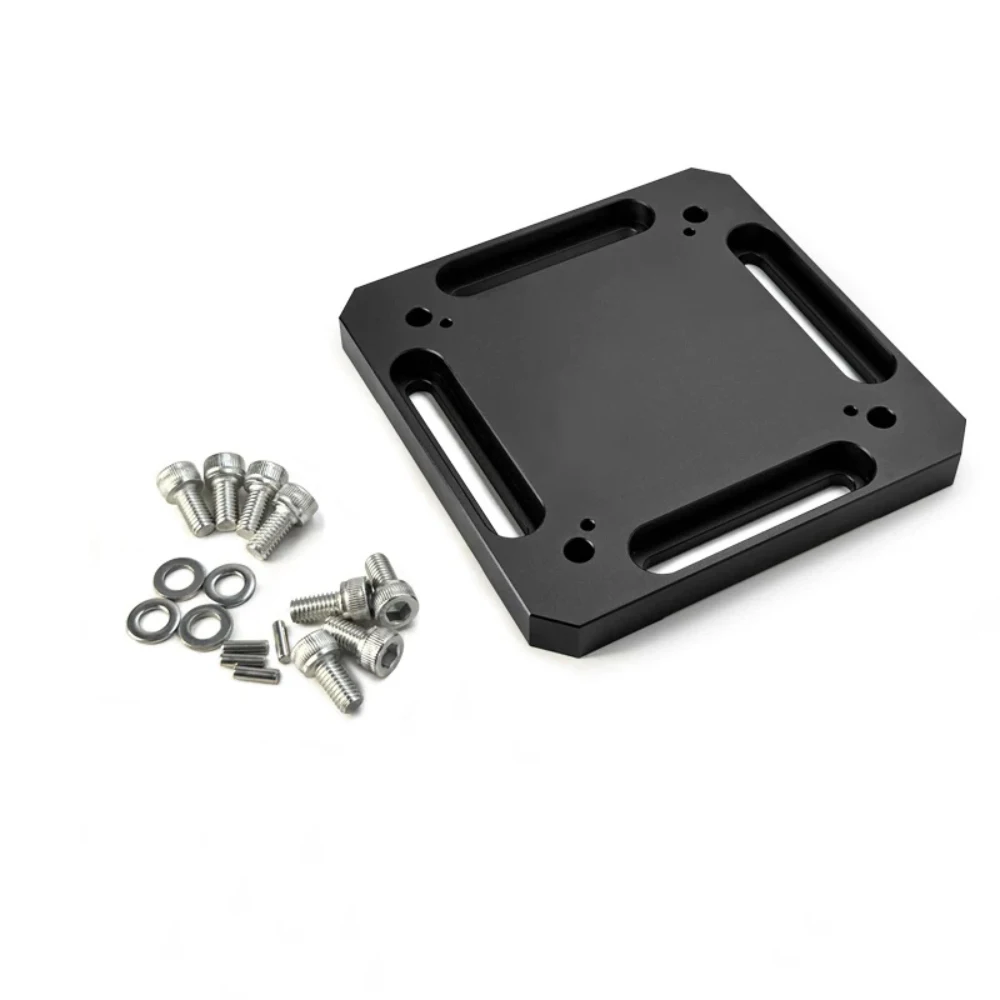 H95F-P3A 95mm Rail Baseplate Adapter Aluminum Alloy Anodized M6 120x120x12mm with Pins Screws Nuts