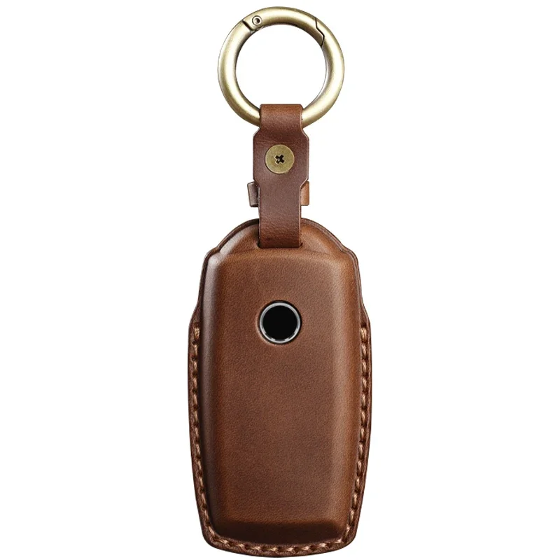 

Leather Key Case Cover Car-styling Shell Protector Accessories Fob Keychain For Volkswagen Vw Touareg 2018 2019 2020 2021