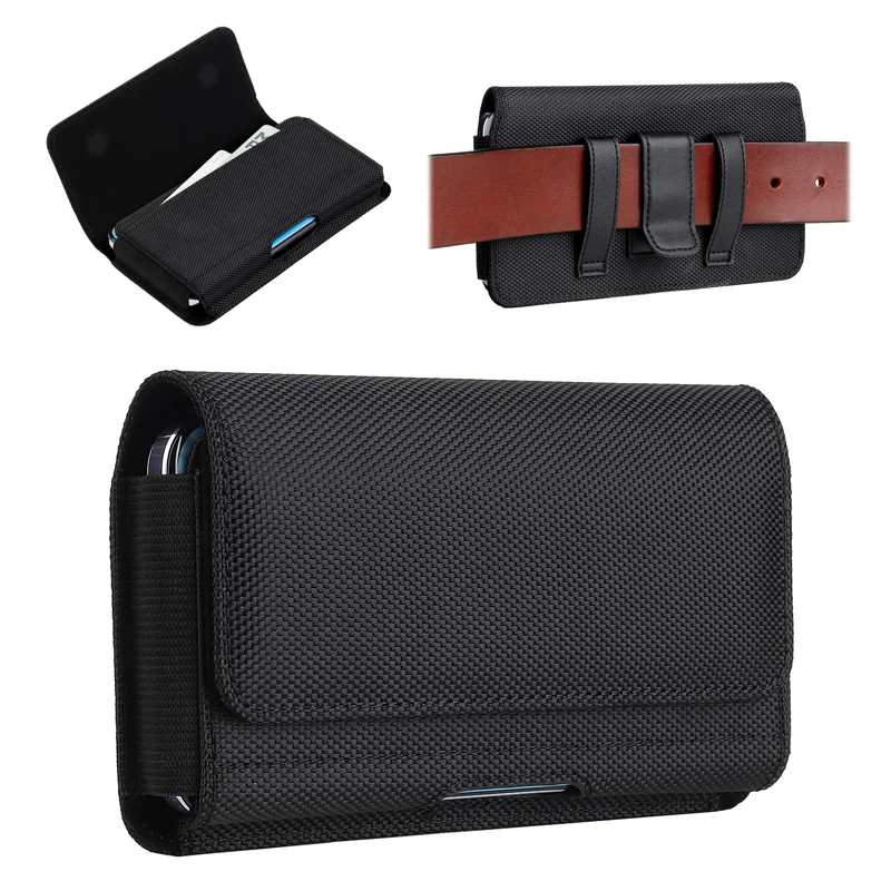 For Samsung S24Ultra S23Ultra S23FE S24FE iphone 16 15 Smart phone 5.2-7.0'' Case Belt Clip Holster Oxford Cloth Bag Waist Bag