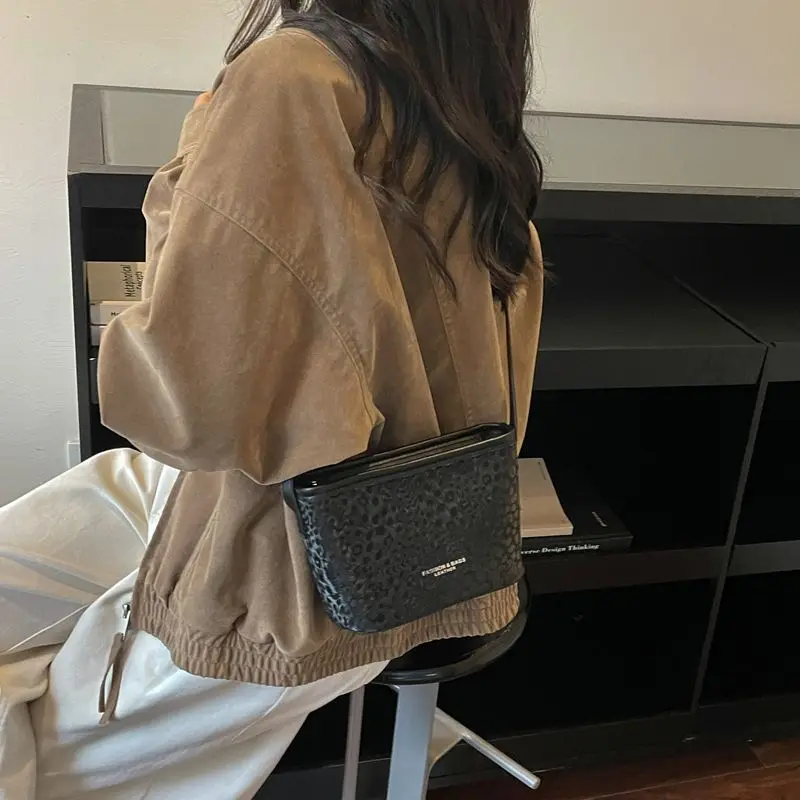 Black Coffee Brown Gray Khaki Leopard Print Crossbody Bag Small PU Leather Shoulder Phone Purse Fashion Large Capacity For Women
