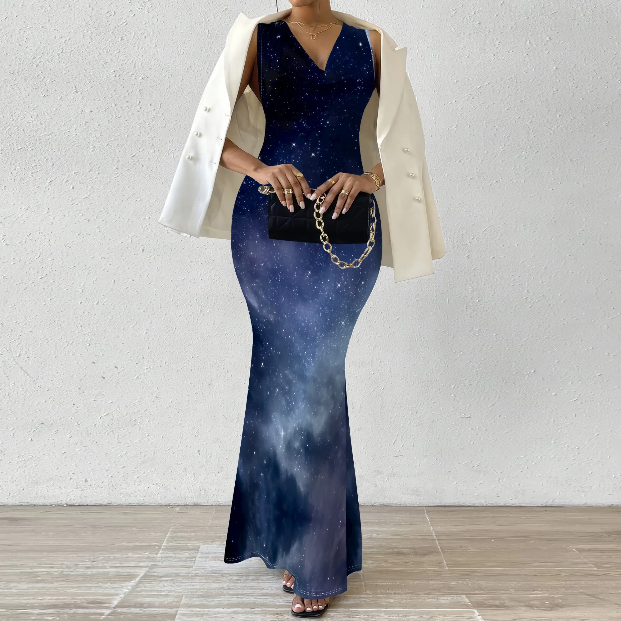 

Celestial Night Sky Maxi Dress - XS-2XL | Starry Print for New Year’s Eve, Evening Gala & Date Nights