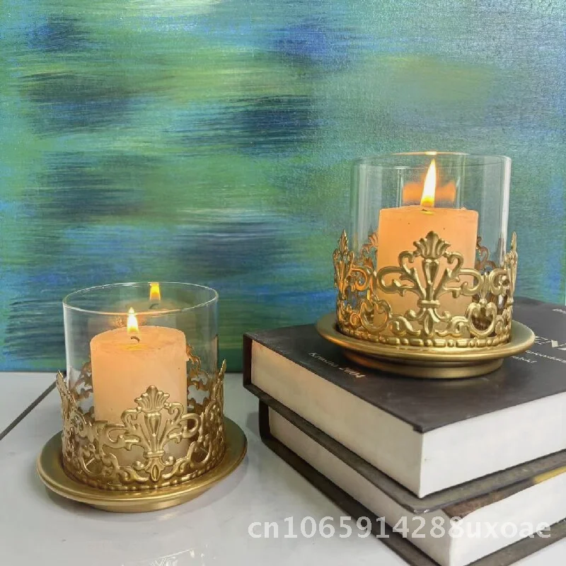 

Vintage Iron Candlestick Holder Aromatherapy Candle Cup for Dinner Candle Holder Container Home Decor Shooting Props