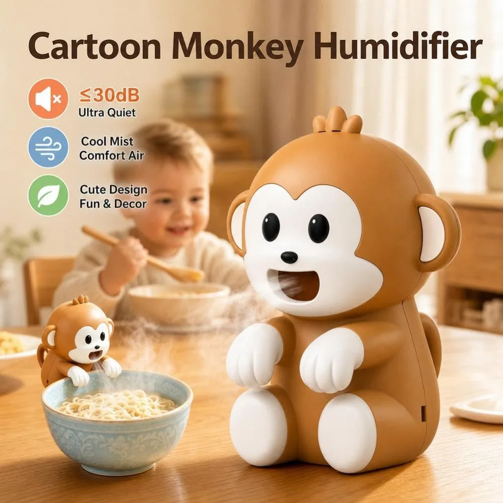 Portable Dog Monkey Shape Blow Fan Mini Cooling 3 Speeds Long Battery Detachable Cartoon Desk for Travel Student
