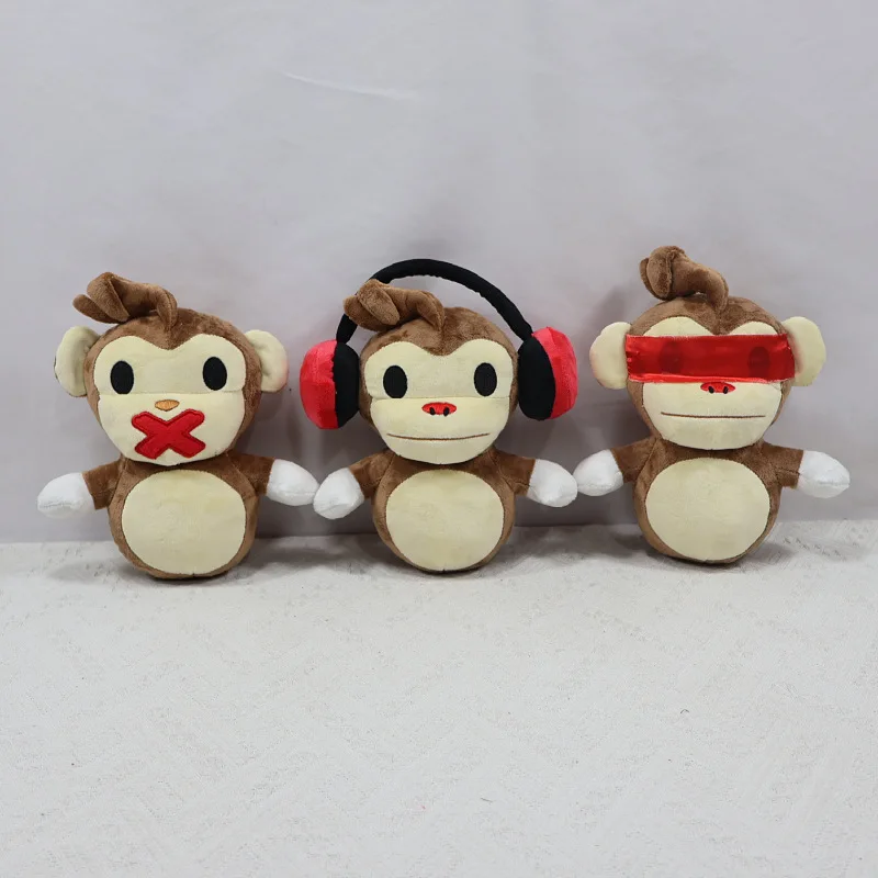Bombanana! Monkey PlushToy 3 Styles Available, Soft Stuffed Monkey Doll with Headphones Blindfold X Mouth Game Periphery Plushie