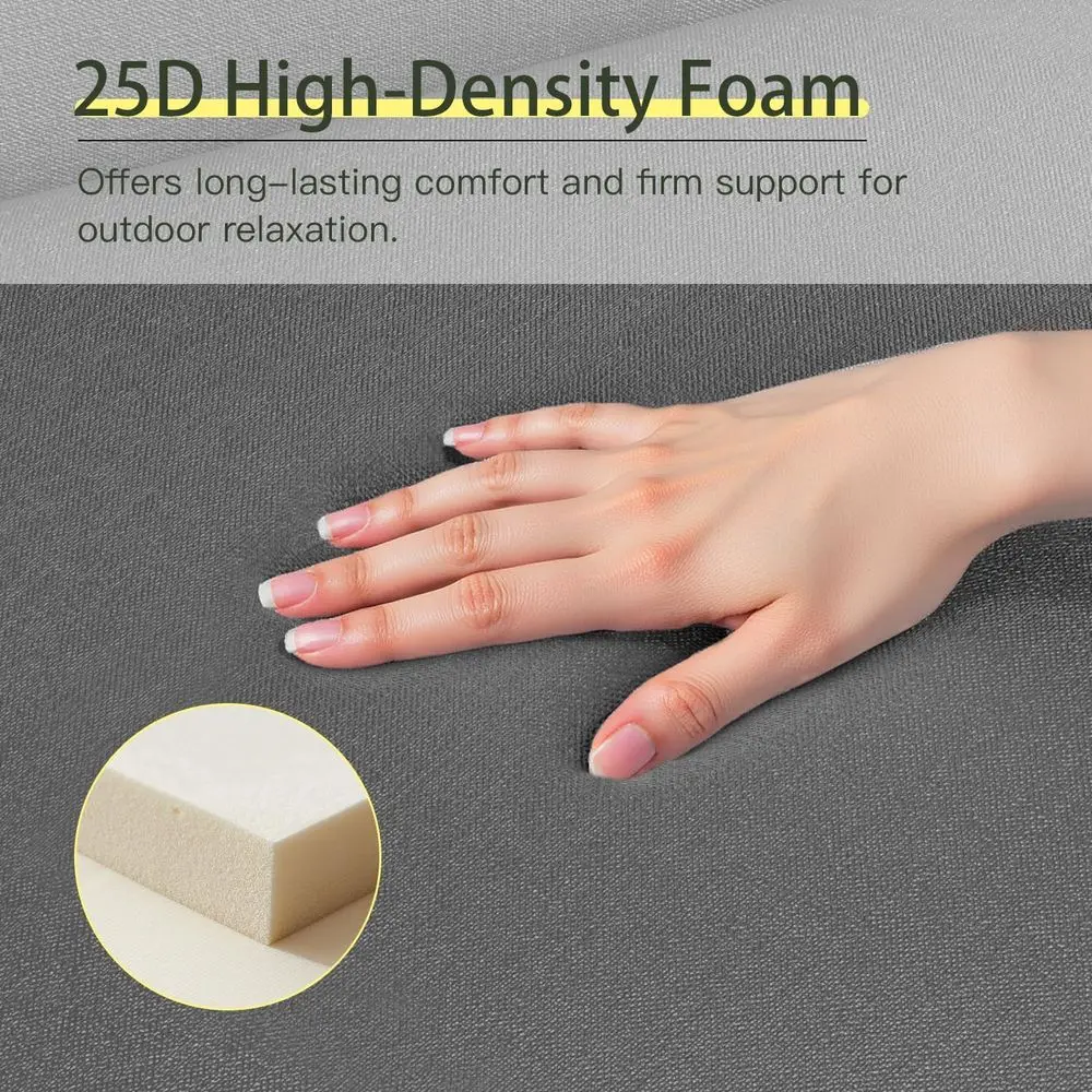 مجموعة أثاث خارجي مكونة من 3 قطع باللون الرمادي: كرسيين وطاولة زجاجية للفراحات الصغيرة والشرفات والفناء الخلفي #6